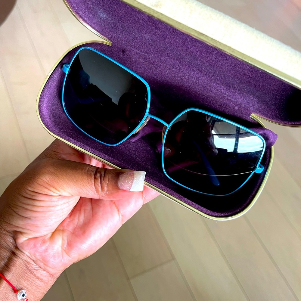 Stella McCartney Blue Square Aviator Sunglasses